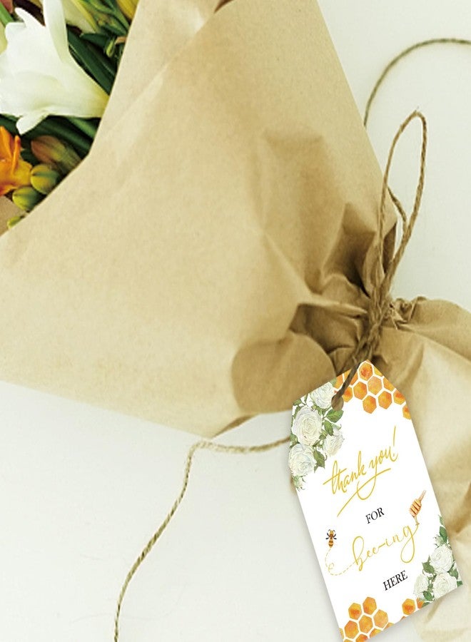 FORSHEEP 50pcs Bee Thank You Tags, Bumble Bee Gift Tag with String for Gender Reveal Party, Thank You Paper Tags for Bee Themed 1st Birthday/Engagement/Honey Bridal Shower Party Favors - Image 5
